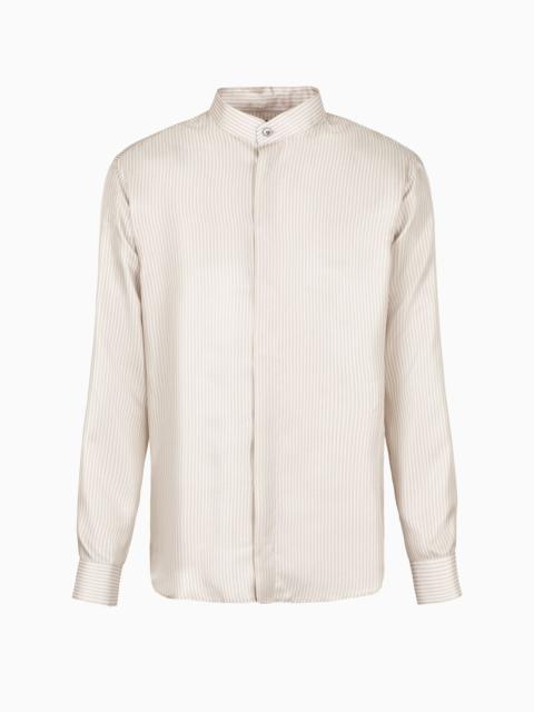 GIORGIO ARMANI Silk shirt with jacquard stripes