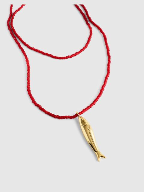 Madewell Fish Pendant Beaded Necklace