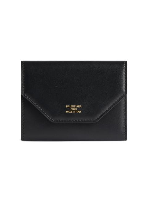 BALENCIAGA Women's Envelope Compact Wallet with Card Holder - Black