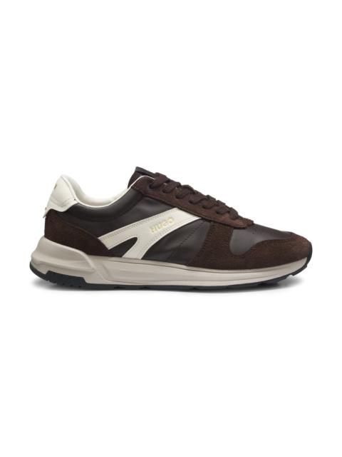 HUGO SUEDE SNEAKERS WITH GOLD-TONE FOIL LOGO