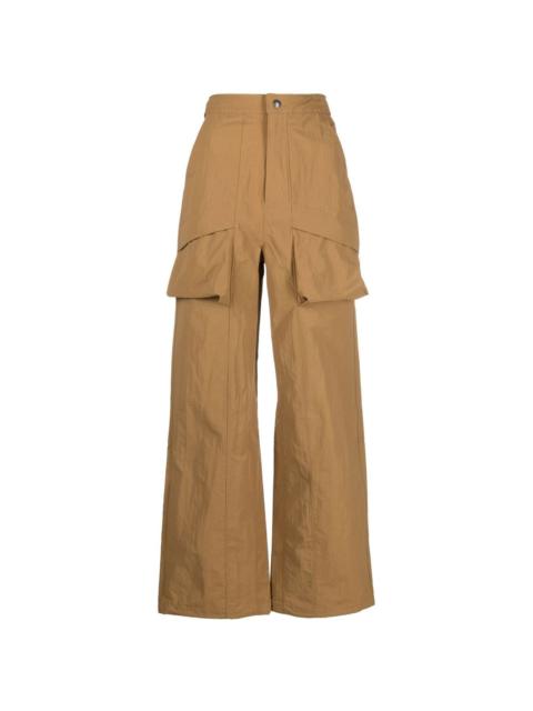 pouch-pocket wide-leg trousers