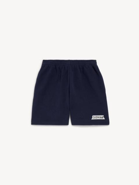 BALENCIAGA Men's Masking Tape Regular Fit Shorts in Navy