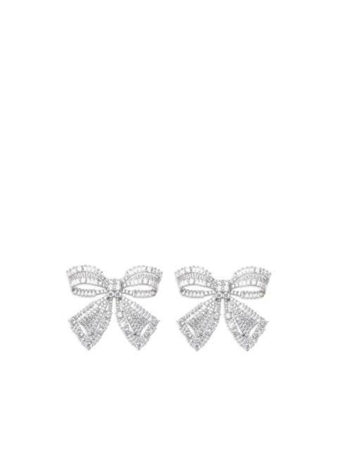 self-portrait crystal-embellished bow earrings