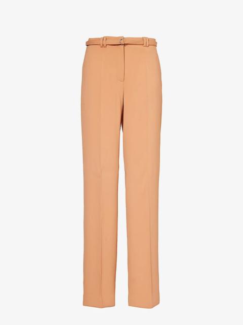Fluid straight-leg high-rise stretch-woven trousers