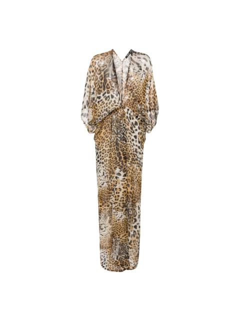leopard-print silk beach dress