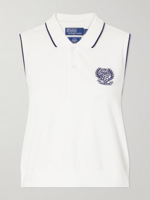 Polo Ralph Lauren + Wimbledon Logo-embroidered Cotton-blend Jersey Polo Vest