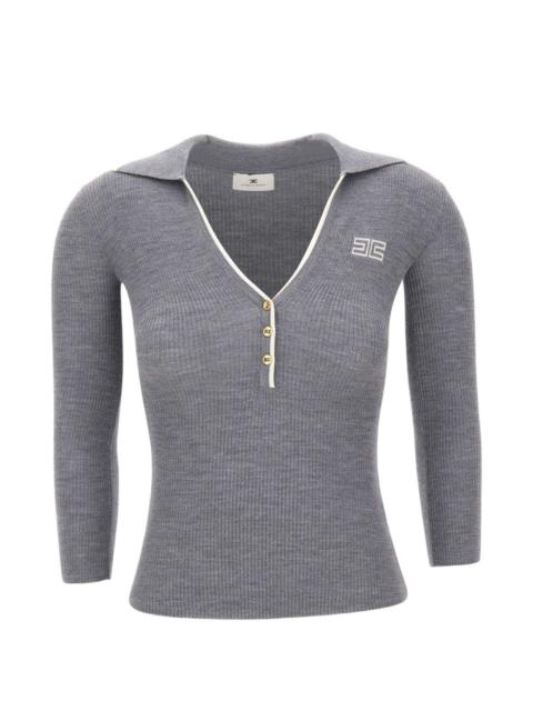 ELISABETTA FRANCHI ribbed-knit logo-embroidered polo shirt