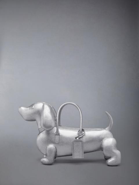 Thom Browne SILVER HECTOR BAG IN PEBBLE GRAIN LEATHER