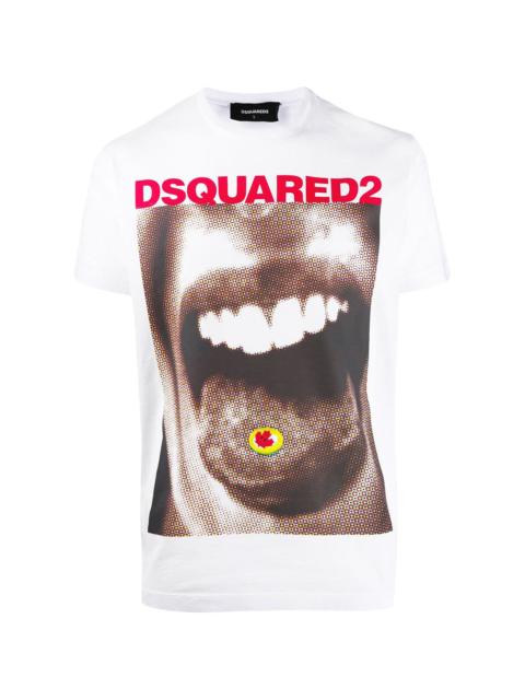 DSQUARED2 Mouth Print Graphic Cotton T-Shirt "White" S74GD0564 S22427 900