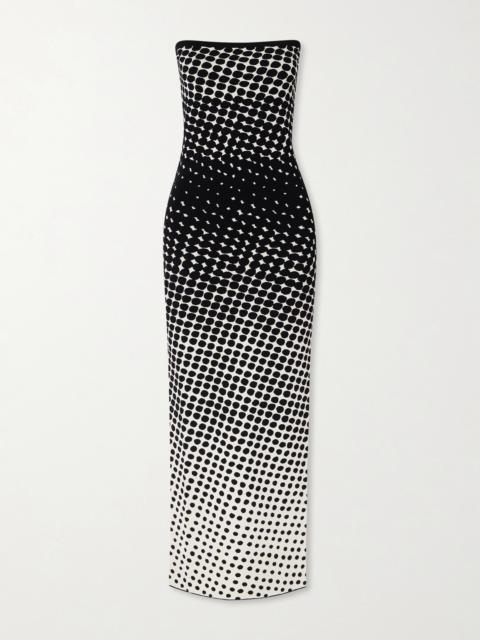 CHRISTOPHER JOHN ROGERS Strapless Polka-dot Knitted Maxi Dress