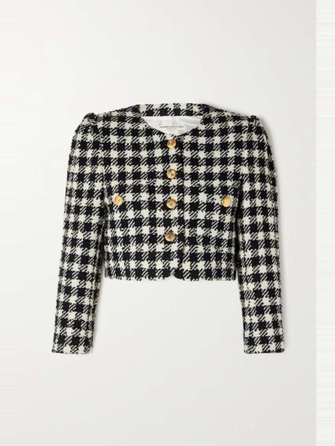 Alessandra Rich Cropped houndstooth wool-blend tweed jacket