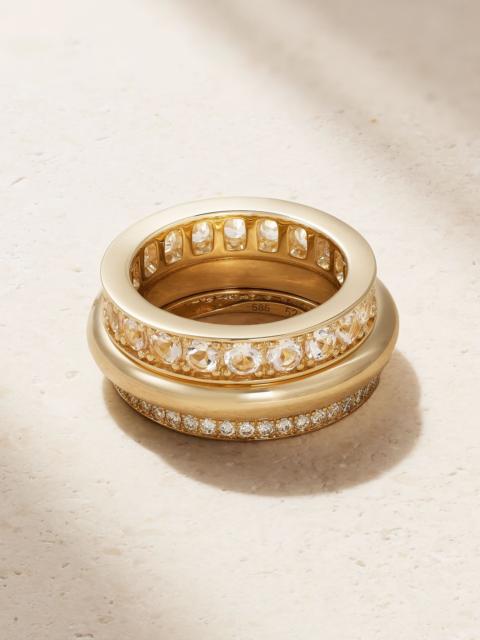 By Pariah Set of three 14-karat gold, morganite and diamond rings Gold