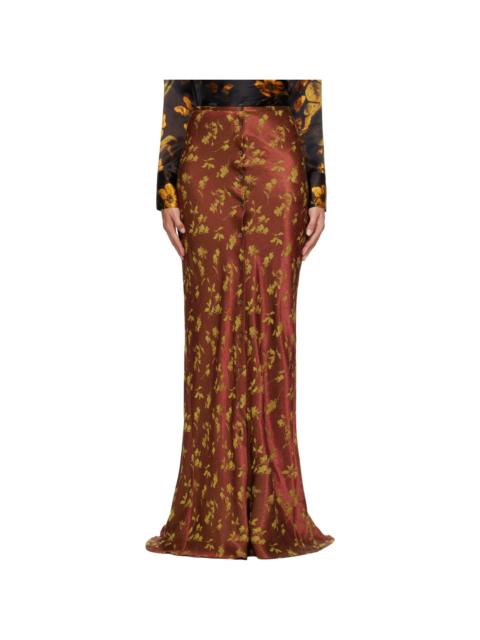 Dries Van Noten Brown Jacquard Maxi Skirt