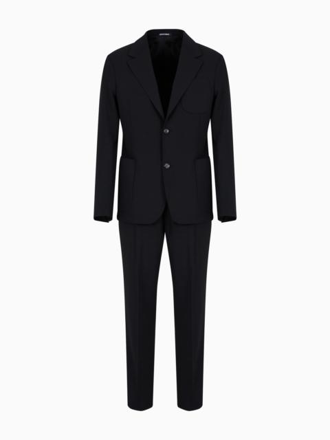 EMPORIO ARMANI Single-breasted suit in virgin-wool two-way stretch canvas