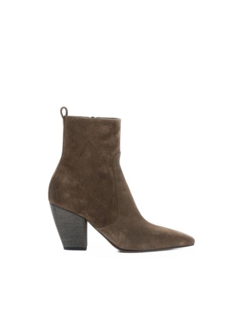 Brunello Cucinelli bead-embellished suede ankle boots