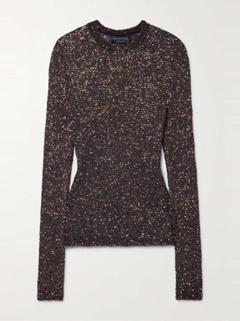 Sequined stretch-knit sweater