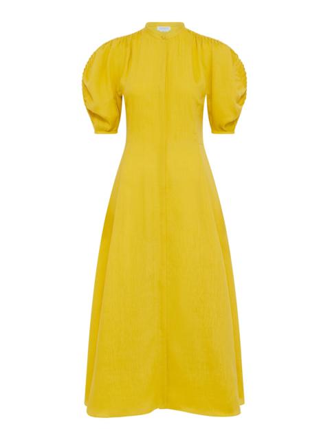 GABRIELA HEARST Arabella Shirtdress in Goldenrod Aloe Linen