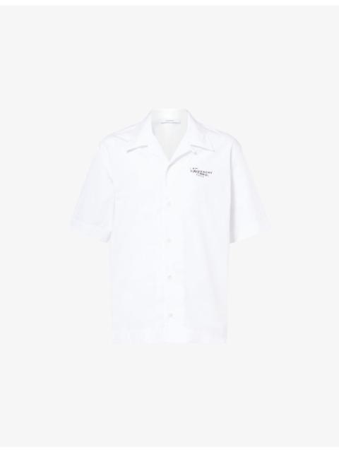 Givenchy Brand-Print Short-Sleeves Cotton-Poplin Shirt