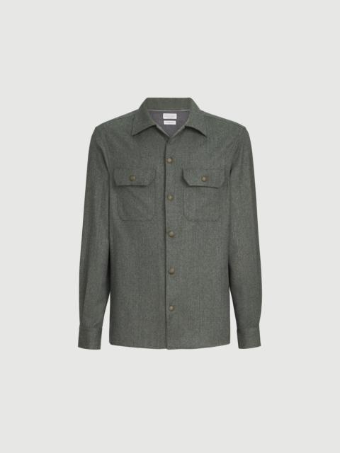 Brunello Cucinelli Virgin wool flannel overshirt with spread collar and chest pockets