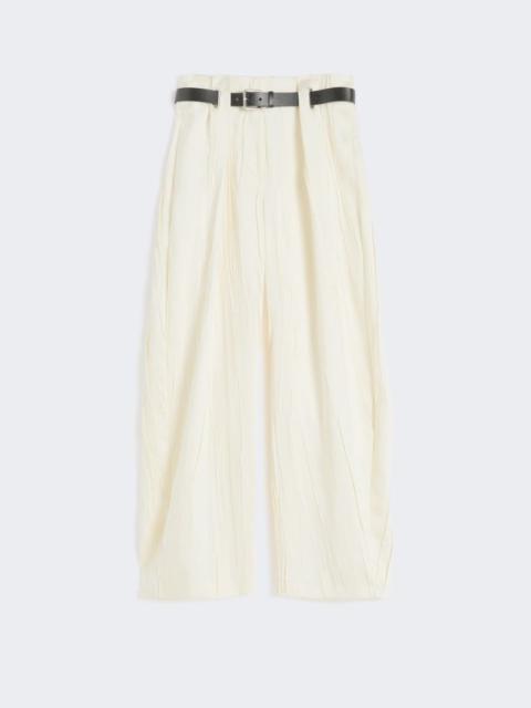 Sportmax Low-waisted wide trousers in satin - ivory