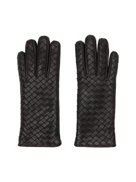 Bottega Veneta Brown Intrecciato Leather Gloves