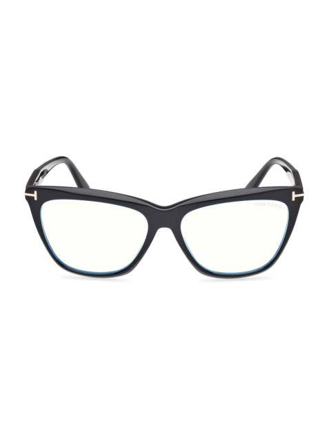TOM FORD Women's 56MM Blue Block Eyeglasses - Shinyblack