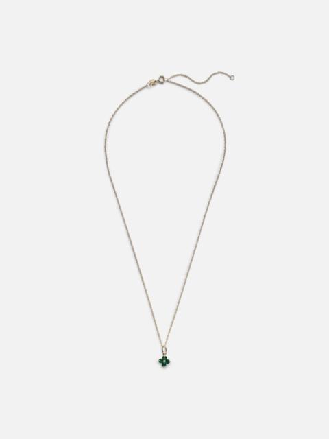 STONE AND STRAND Luckiest Clover 10kt gold necklace with emeralds