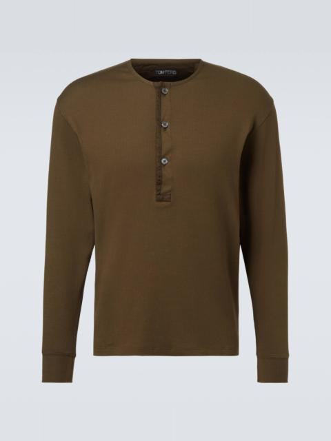 TOM FORD Ribbed-knit cotton-blend Henley shirt
