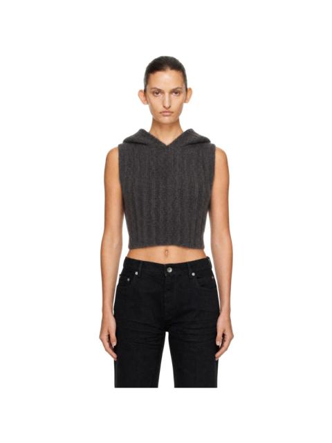 Rick Owens Gray Tower Cropped Tank Hoodie