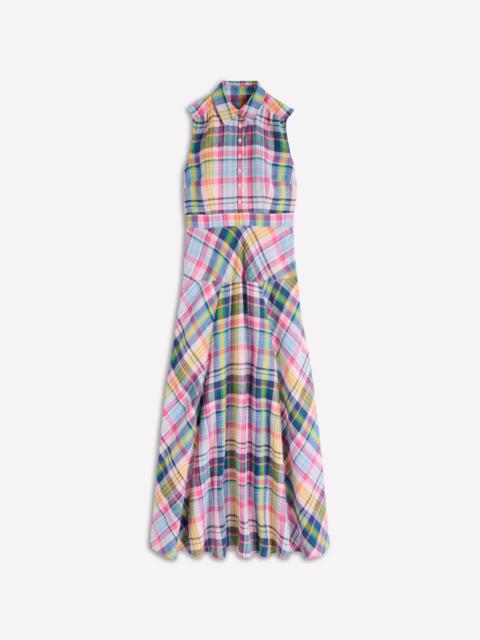 BODEN Erma Drop Waist Linen Dress-Blue, Pink and Green Madras
