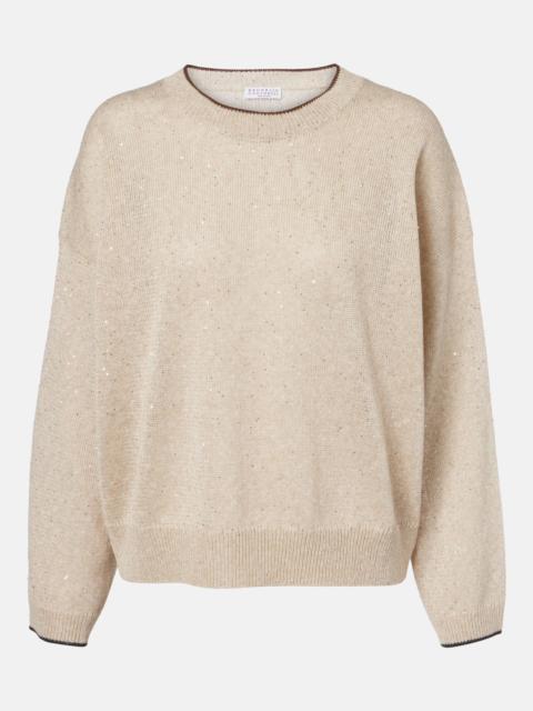 Brunello Cucinelli Sequined linen-blend sweater