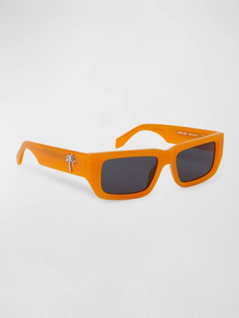 Palm Angels Sutter Orange Acetate Rectangle Sunglasses