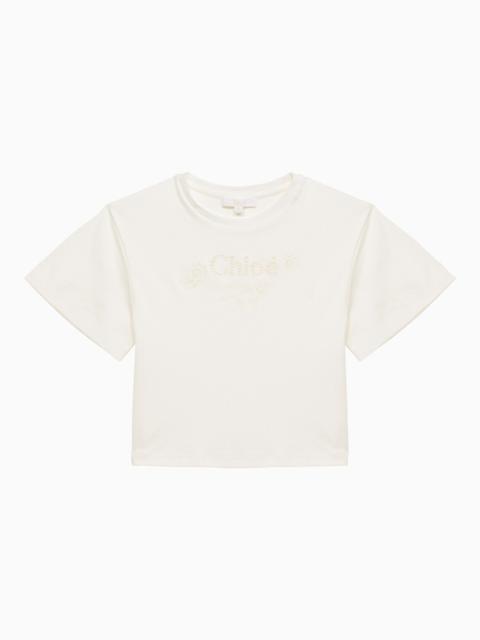 White cotton T-shirt with logo