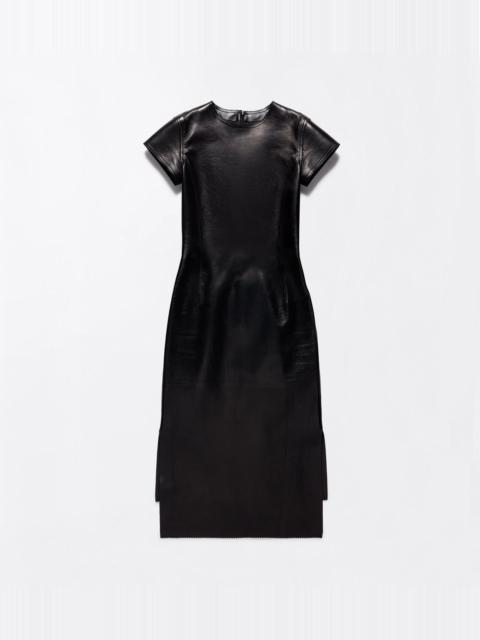 TOM FORD ASYMMETRICAL LEATHER DRESS WITH CAP SLEEVES