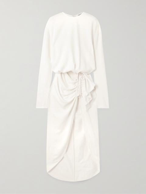 CHRISTOPHER ESBER Cadence Ruched Ruffled Crepe Maxi Dress