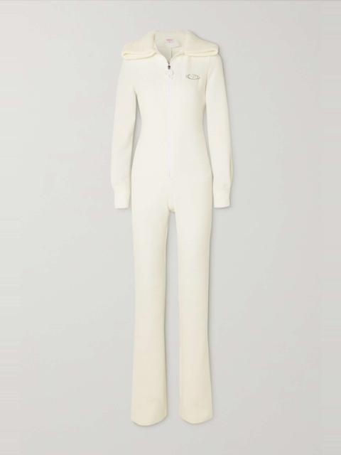 PUCCI Embellished knit-trimmed stretch-crepe jumpsuit