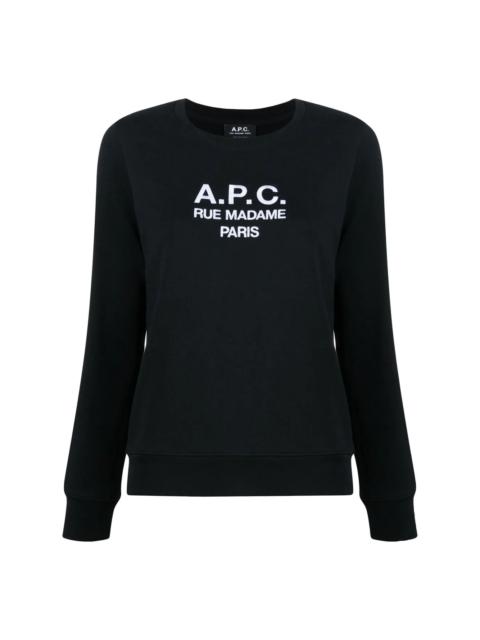A.P.C. Tina logo-embroidered cotton sweatshirt