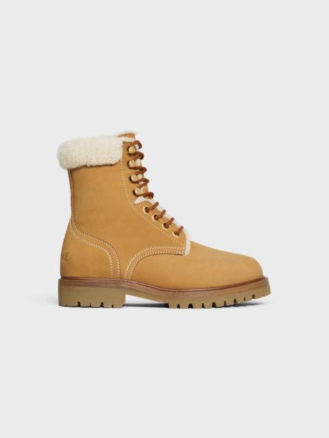 CELINE CELINE KURT LACE-UP MID BOOT in NUBUCK CALFSKIN AND SHEARLING