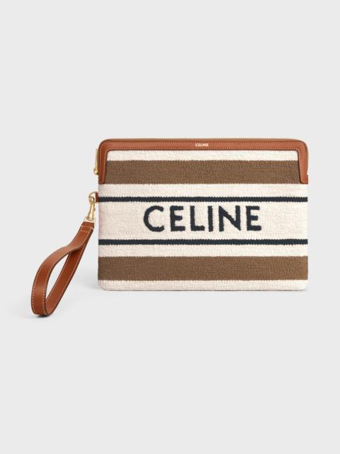 CELINE SMALL POUCH WITH STRAP celine signature in striped textile with celine JACQUARD