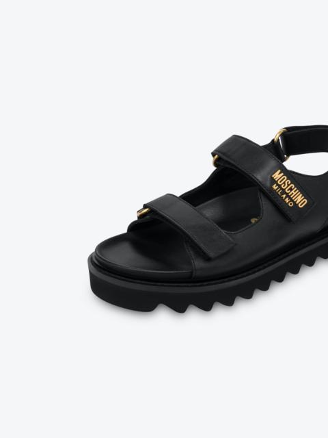 Moschino METAL LOGO CALFSKIN PLATFORM SANDALS