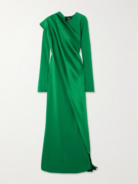 Taller Marmo Mounia Wrap-effect Fringed Crepe Gown