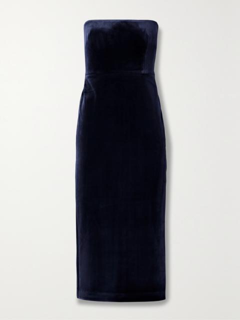 ALEX PERRY Strapless Velvet Midi Dress