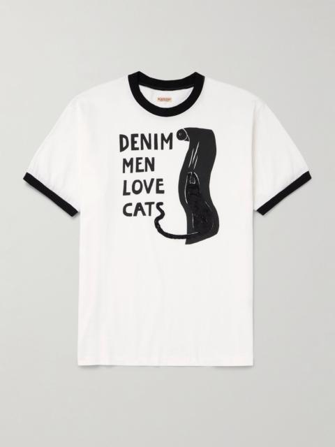 Kapital Flocked Printed Cotton-Jersey T-Shirt White