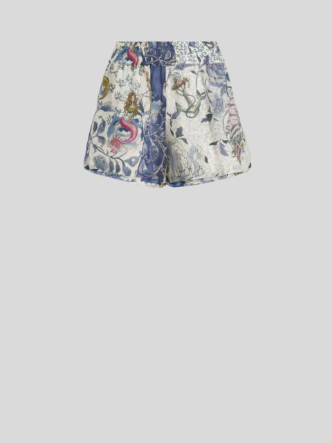 Etro SHORTS IN RAMIE WITH OLD SCHOOL TATTOO PRINT
