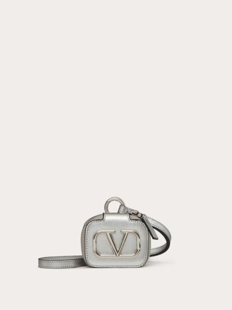 Valentino METALLIC GRAINY CALFSKIN LEATHER VLOGO SIGNATURE AIRPODS PRO CASE WITH LEATHER STRAP