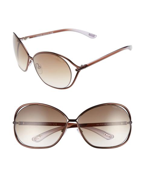 Carla 66mm Oversized Round Metal Sunglasses in Brown/Brown