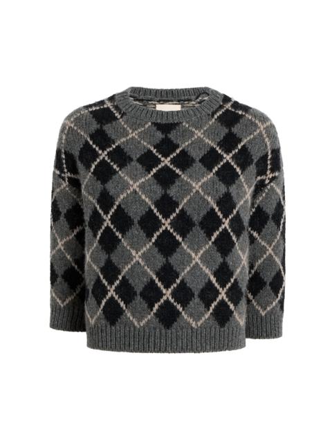 KHAITE Colt Argyle Cashmere Sweater grey