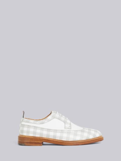 Thom Browne Grey Pebbled Calfskin Gingham Print Longwing Spectator Brogue