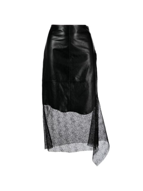Helmut Lang lace-trimmed leather skirt