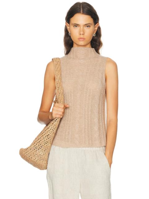 SABLYN Salvia Sleeveless Cable Turtleneck Sweater